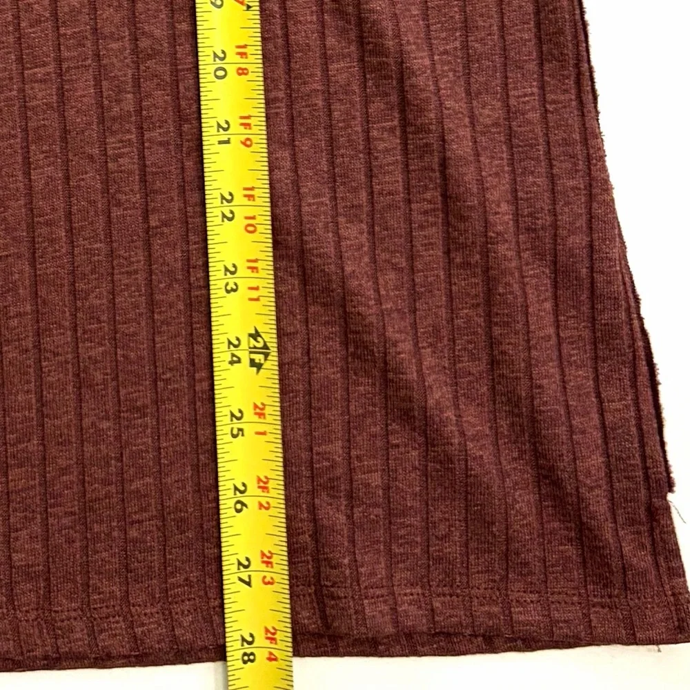 Free People Knit Top Heart Strings Short Sleeve Ribbed Shirt Mahogany Size Small - Picture 10 of 10